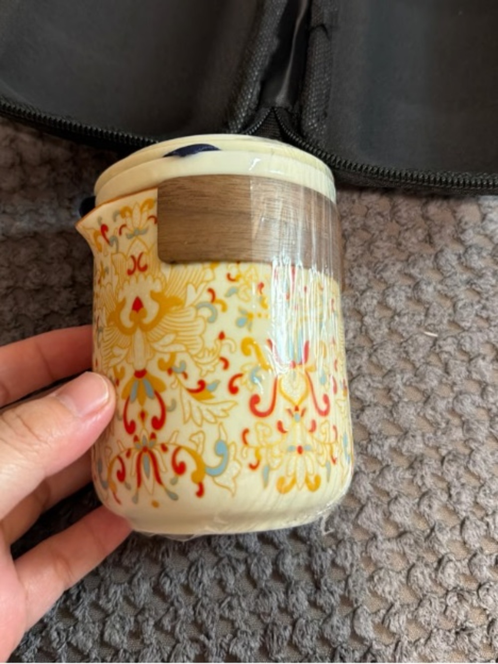 Decorative Ceramic Creamer Pitcher in Yellow Floral Pattern